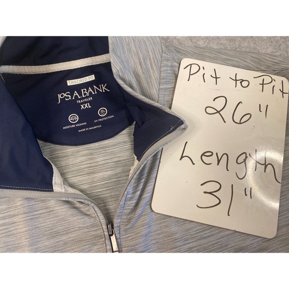 Jos A Bank Traveler Mens XXL Gray Space Dye Quarter Zip Pullover Tailored Fit - Picture 3 of 5